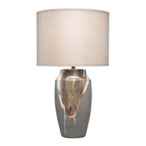 jamie young co landslide transitional ceramic table lamp in gray/beige