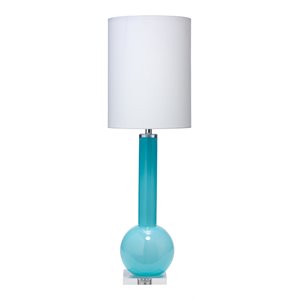 Jamie Young Co Studio Contemporary Glass Table Lamp in Blue Finish