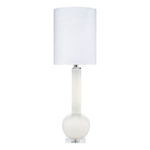 jamie young co studio transitional glass table lamp with linen shade in white