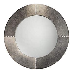 Jamie Young Co Round Traditional Glass Cross Stitch Mirror in Gray