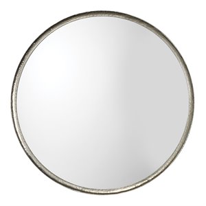 Jamie Young Co Refined Round Transitional Metal Mirror in Silver Leaf