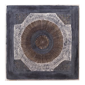 Jamie Young Co Batik Square Transitional Fabric Framed Wall Art in Blue