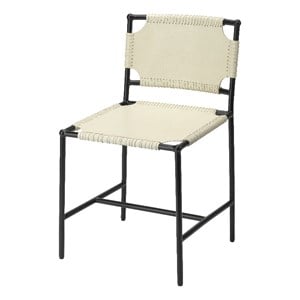 Jamie Young Co Asher 18&quot Transitional Leather Dining Chair in White/Black