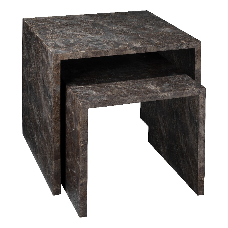 Jamie Young Co Bedford Traditional Wood Nesting Tables in Charcoal (Set of 2)