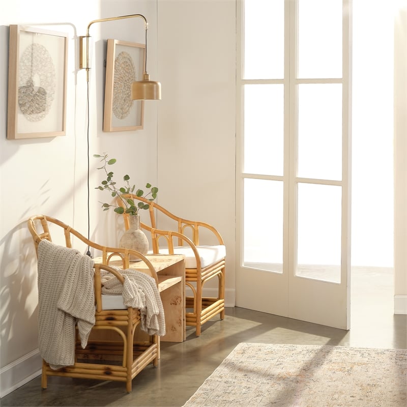 Jamie Young Co Bedford Traditional Wood Nesting Tables in Natural (Set of 2)