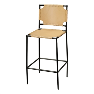 Jamie Young Co Asher 29&quot Transitional Leather Bar Stool in Cashew Brown/Black
