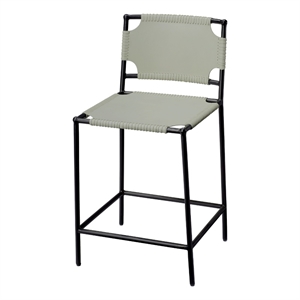 Jamie Young Co Asher 24&quot Transitional Leather Counter Stool in Gray/Black