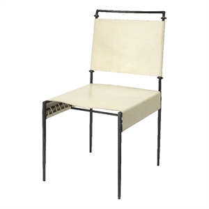 Jamie Young Co Sweetwater 18&quot Modern Leather Dining Chair in Off White/Black