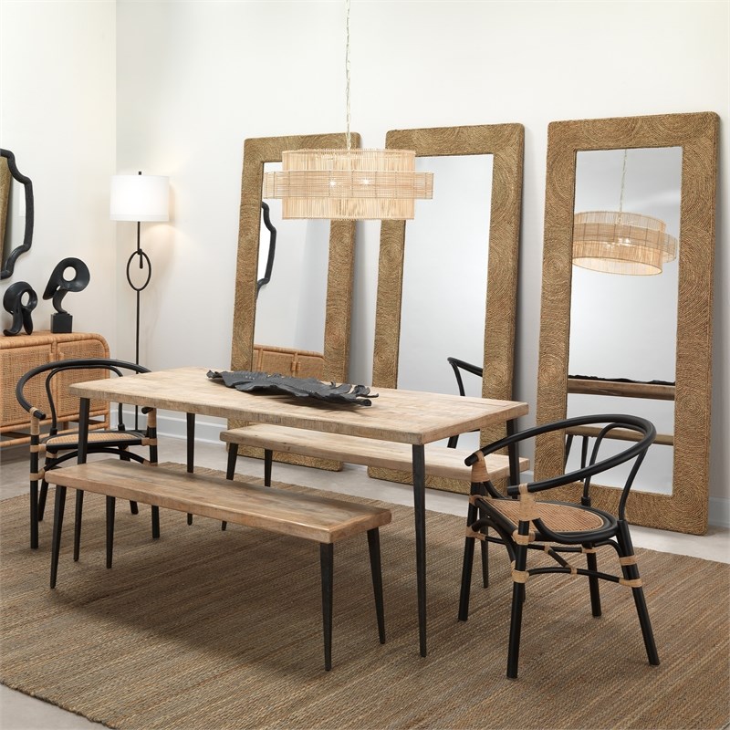 Jamie Young Co Harbor Handwoven Coastal Seagrass Rattan Floor Mirror in Natural