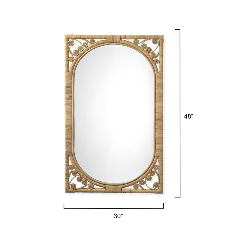 Jamie Young Co Primrose Hand-Wrapped Coastal Rattan Wall Mirror in Natural
