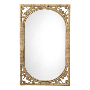Jamie Young Co Primrose Hand-Wrapped Coastal Rattan Wall Mirror in Natural