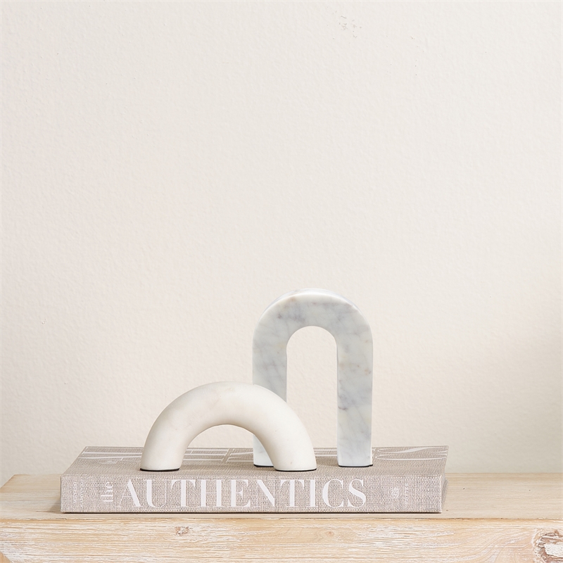 Jamie Young Co Flux Handmade Transitional Marble Decorative Object in White