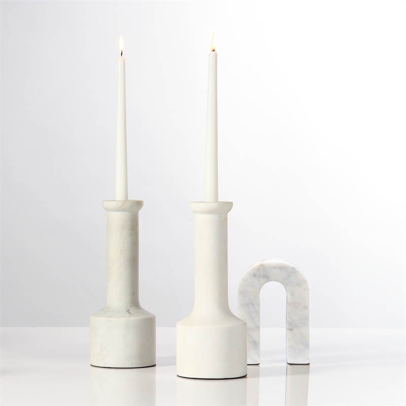 Jamie Young Co Flux Handmade Transitional Marble Decorative Object in White