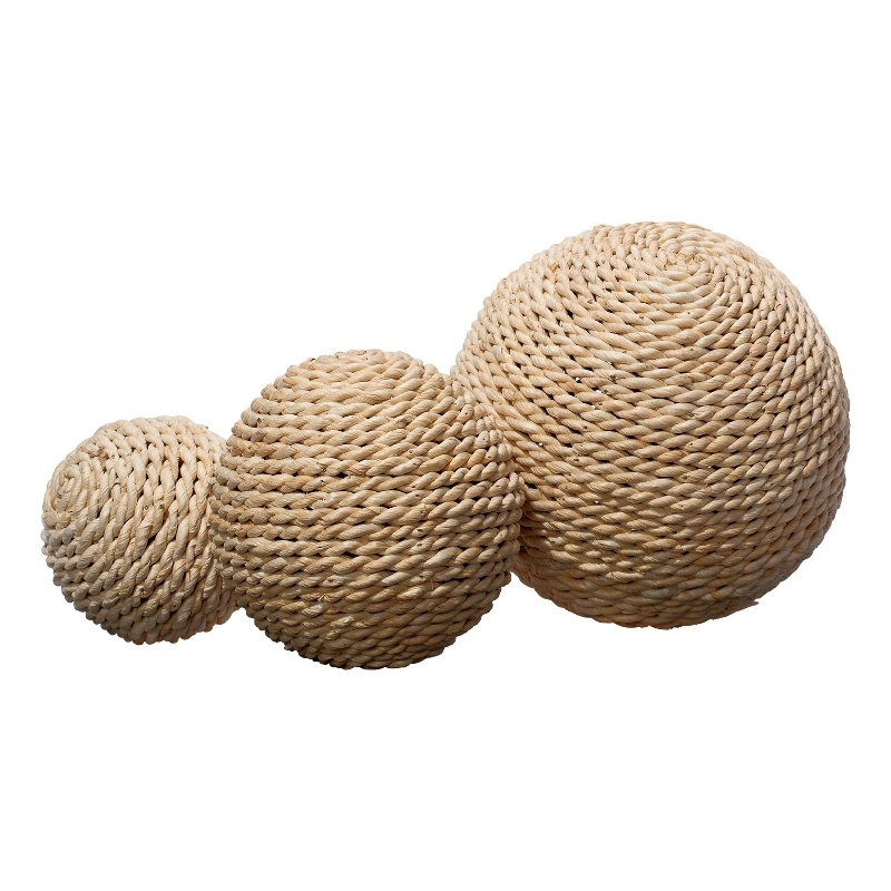 Jamie Young Co Malibu Corn Straw Rattan Decorative Balls in Natural (Set of 3)