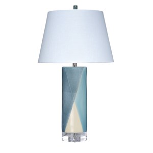 jamie young co diamond ceramic table lamp  in blue