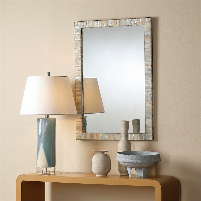 Jamie Young Co Heron Mother of Pearl Rectangle Mirror in Multi-Color