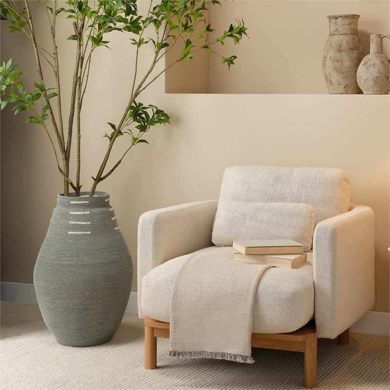 Jamie Young Co Rainforest Seagrass Basket Blue Jute