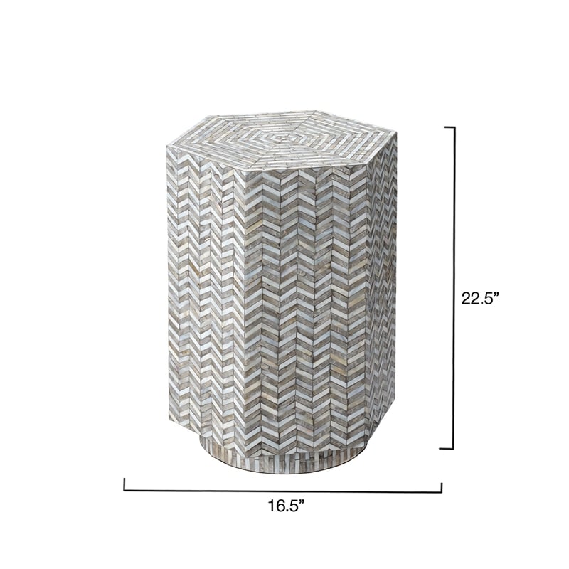 Jamie Young Co Brando Mother of Pearl Hexagon Side Table