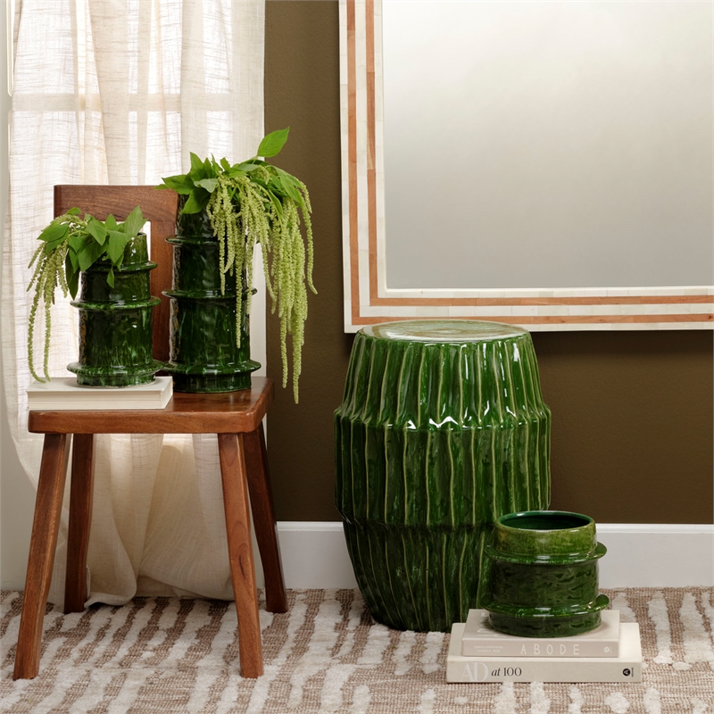 Jamie Young Co Algae Ceramic Side Table Green