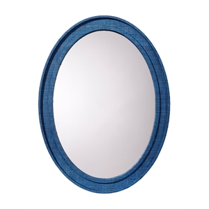 Valley Raffia Oval Wall Mirror Indigo