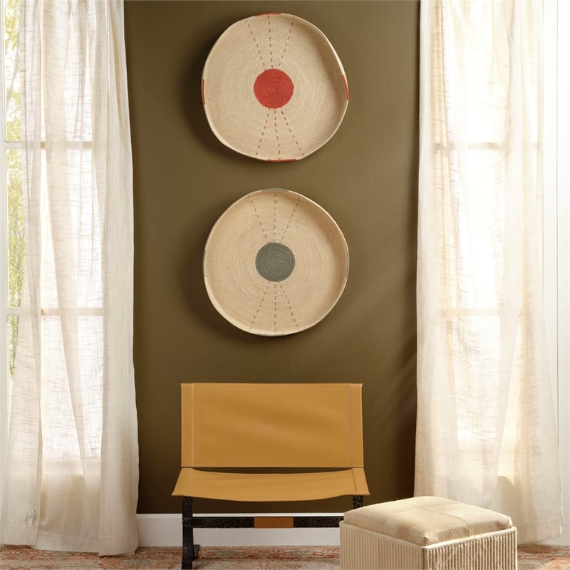 Sundial Seagrass Round Wall Art Rust