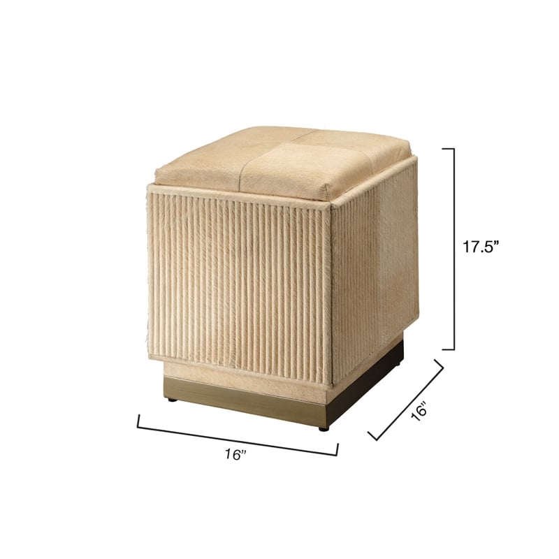 Easton Hide Ottoman Tan
