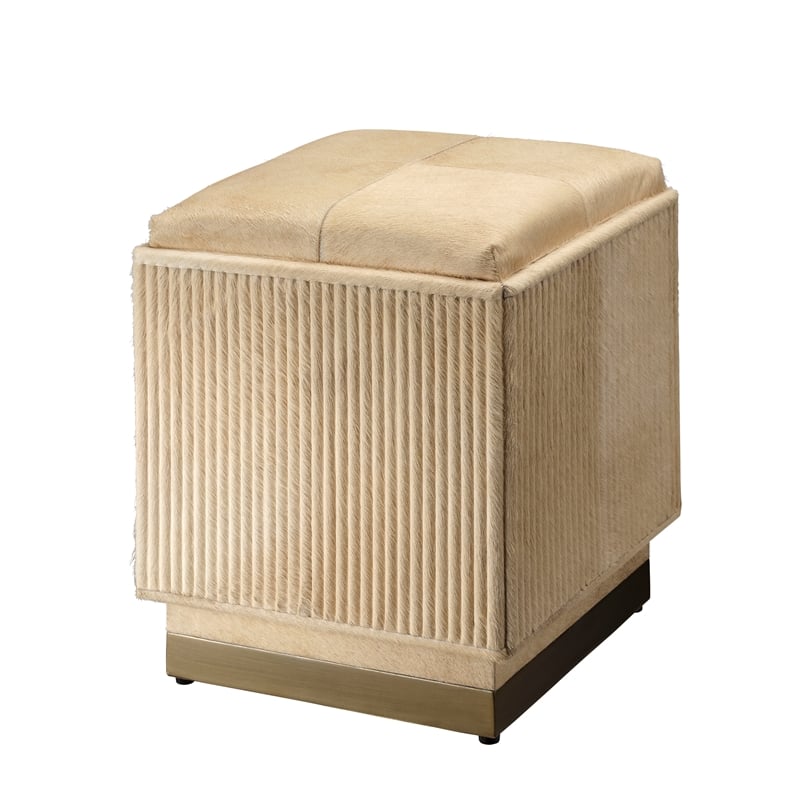 Easton Hide Ottoman Tan