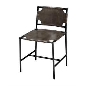 Asher Leather Dining Chair Grey