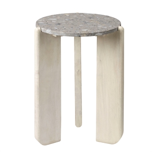 quarry wood and terrazzo stone side table