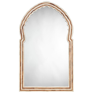 Bardot 60&quot Wood & Buffalo Bone Arch Wall Mirror