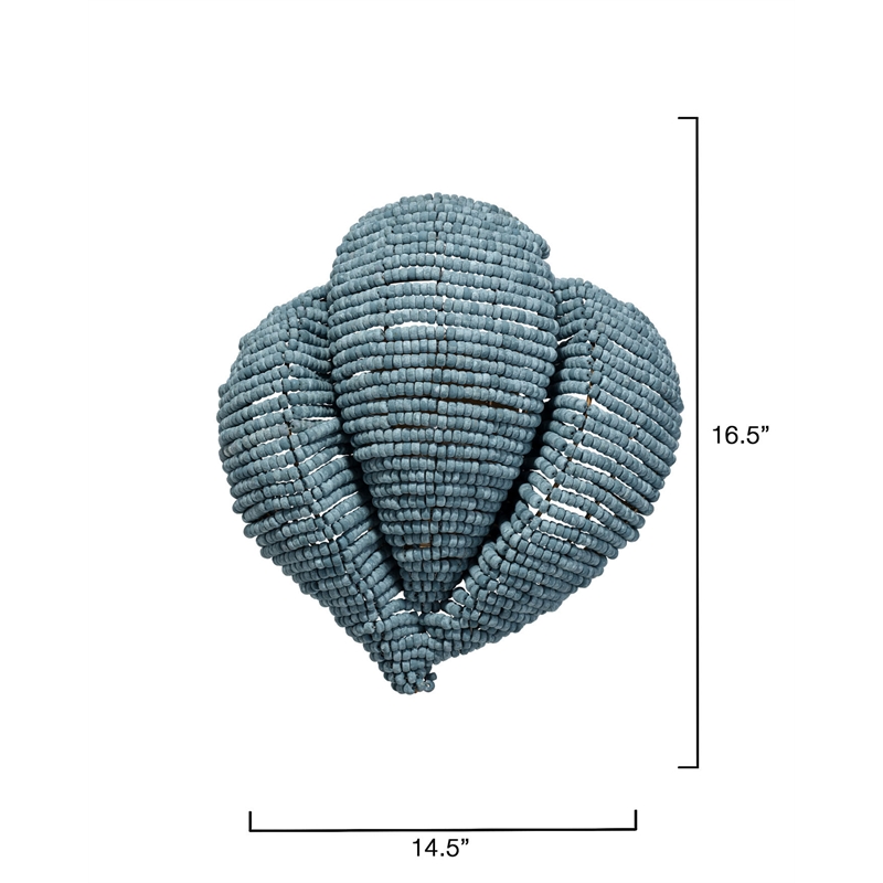 Jamie Young Co Anguilla1-Light Wood Beaded Wall Sconce in Blue