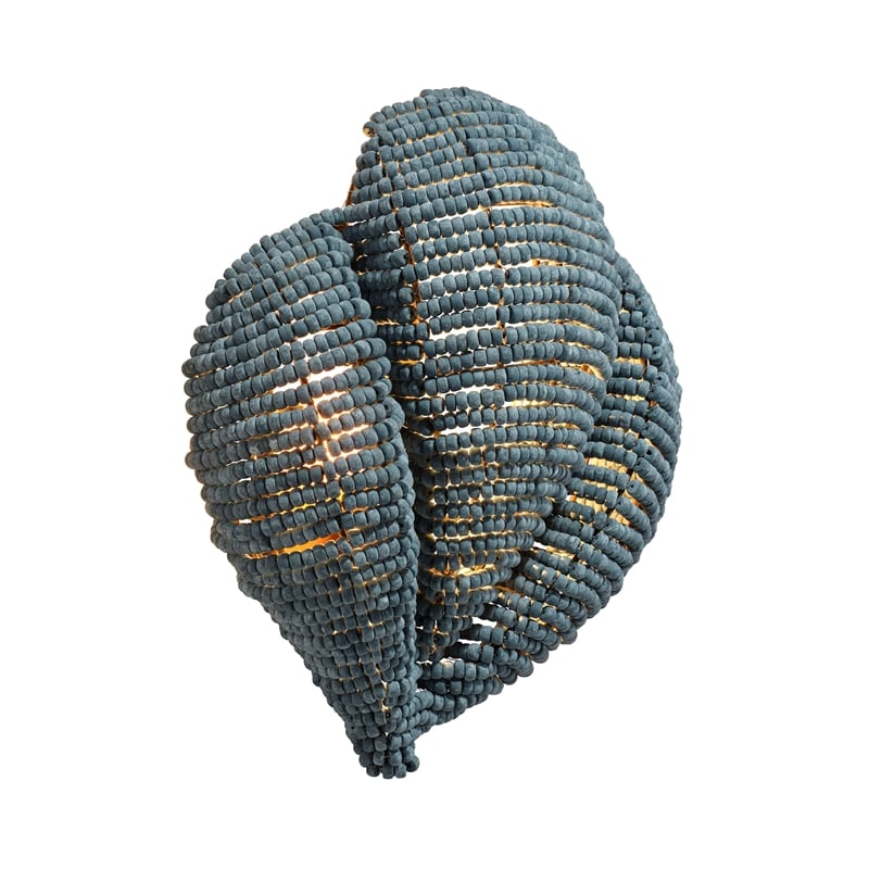 Jamie Young Co Anguilla1-Light Wood Beaded Wall Sconce in Blue