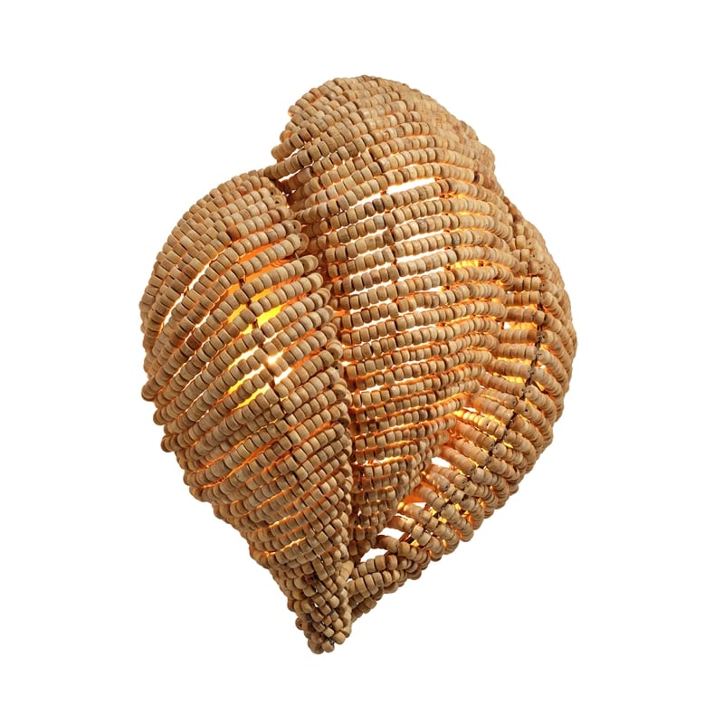 Jamie Young Co Anguilla 1-Light Wood Beaded Wall Sconce in Natural Beige