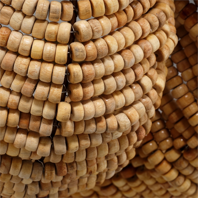 Jamie Young Co Anguilla Semi-Flush Mount in Natural Beige Wood Beads in Natural