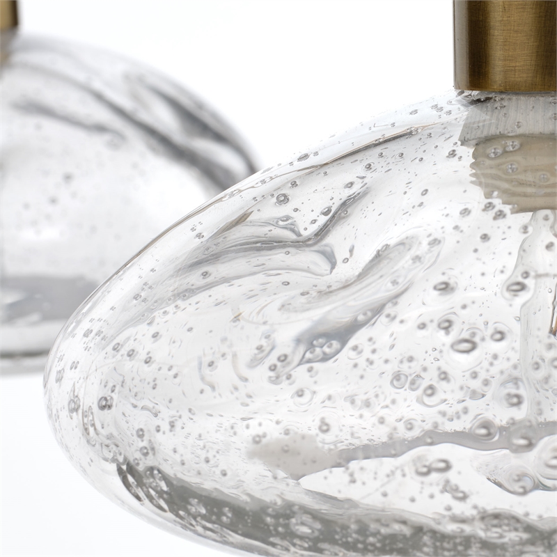 Jamie Young Co Reservoir 9-Light Blown Clear Glass Chandelier in Antique Brass