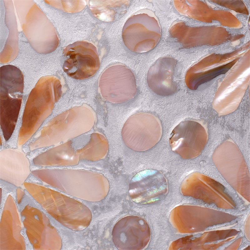 Jamie Young Co Marigold Engineered Wood and Mother of Pearl Side Table in Pink