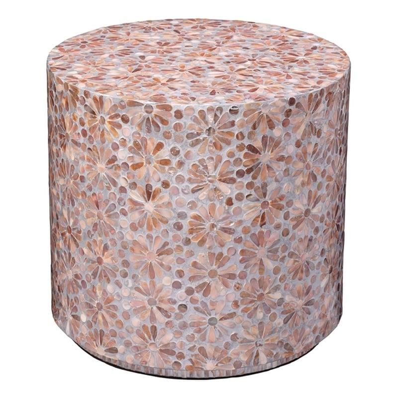 Jamie Young Co Marigold Engineered Wood and Mother of Pearl Side Table in Pink
