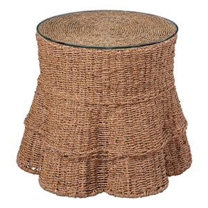 Jamie Young Co Falda Seagrass Wicker / Rattan Side Table in Natural