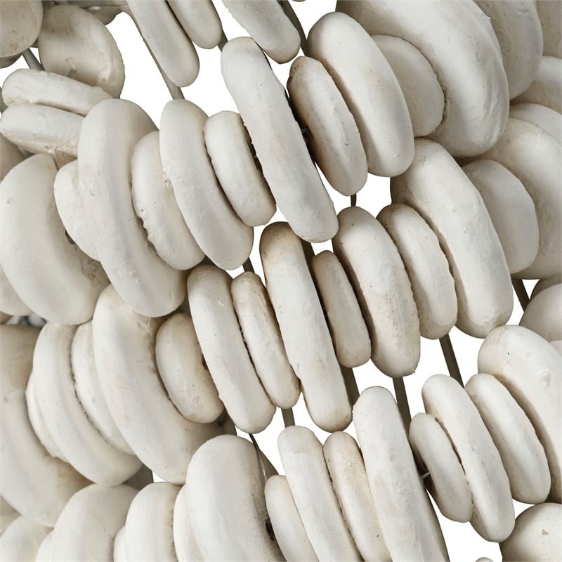 Jamie Young Co Amoeba Wood Beaded Wall Mirror in White