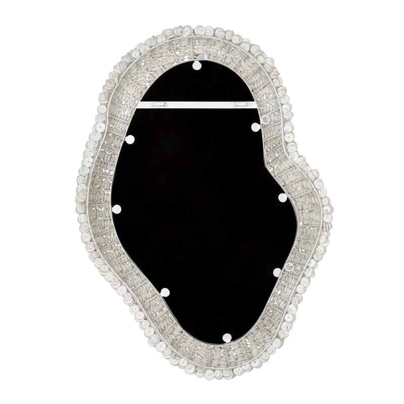 Jamie Young Co Amoeba Wood Beaded Wall Mirror in White