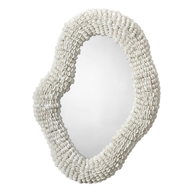 Jamie Young Co Amoeba Wood Beaded Wall Mirror in White
