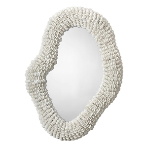 Jamie Young Co Amoeba Wood Beaded Wall Mirror in White