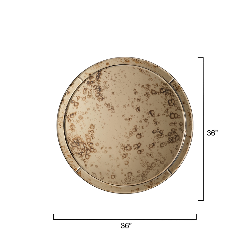 Jamie Young Co Chambord Antiqued Glass Round Wall Mirror Small in Antique Brass