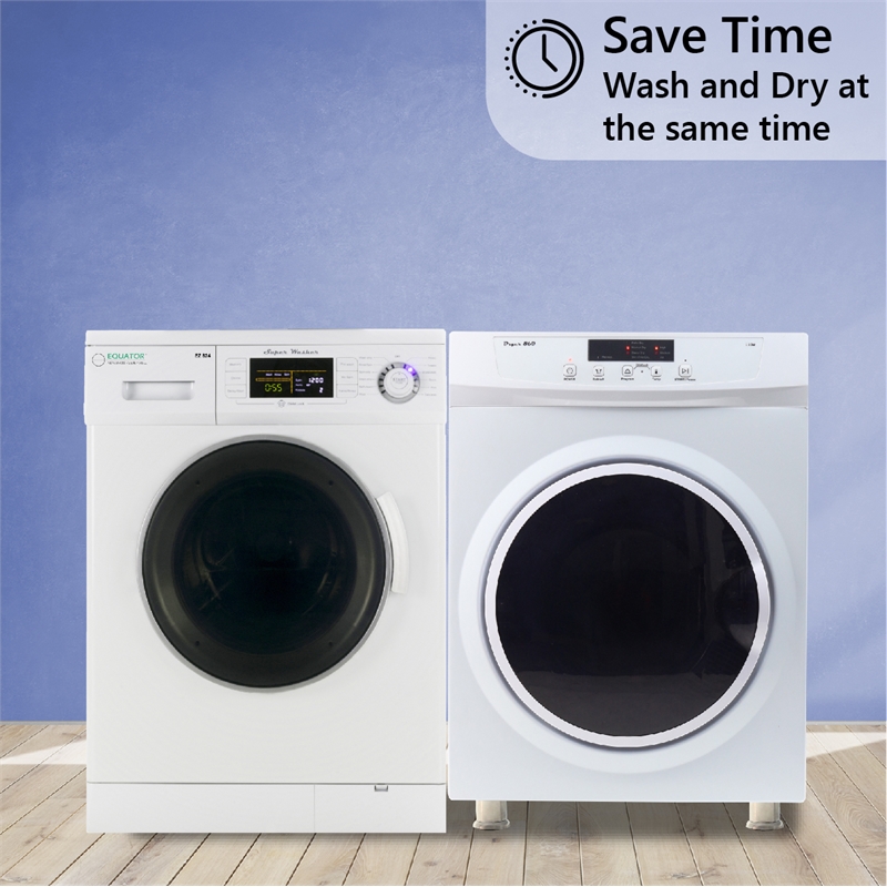 Equator Pro3 Compact 110V Set Washer 13lbs+Dryer Vented 3.5cu.ft Sensor/Refresh
