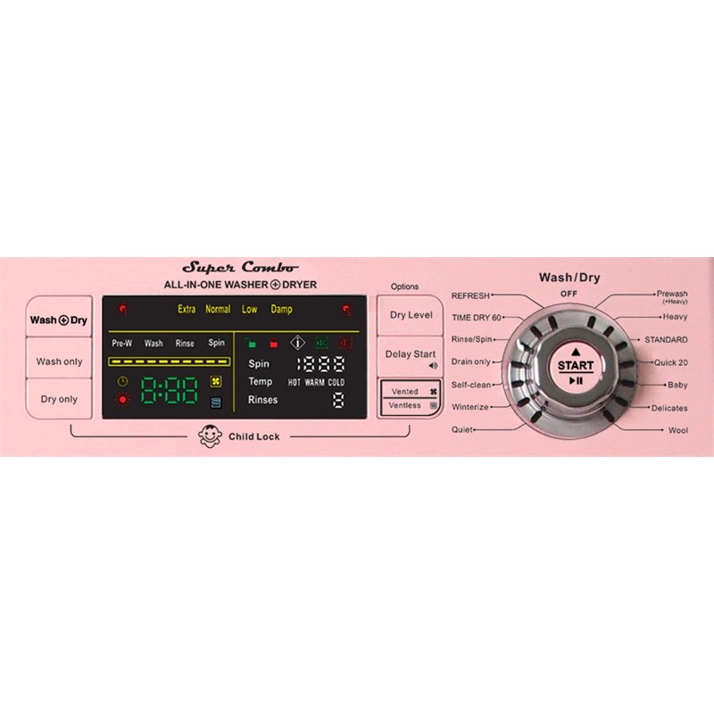 Equator Pro Compact 110V Vented/Ventless 13 lbs Combo Washer Sensor Dry Pink