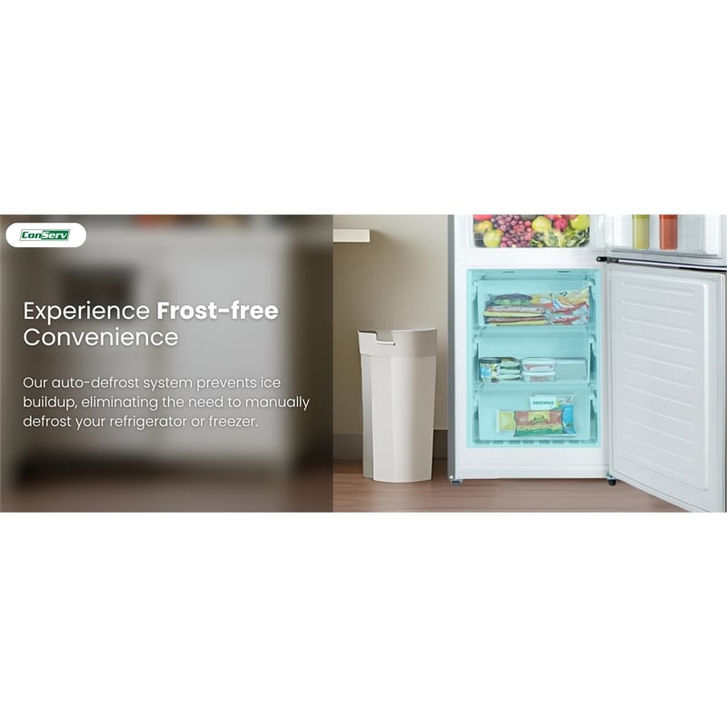 Conserv 11cf Bottom Freezer Refrigerator 24in w/ WINE RACK Stainless 110V