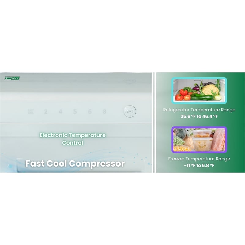 Conserv 11cf Bottom Freezer Refrigerator 24in w/ WINE RACK Stainless 110V