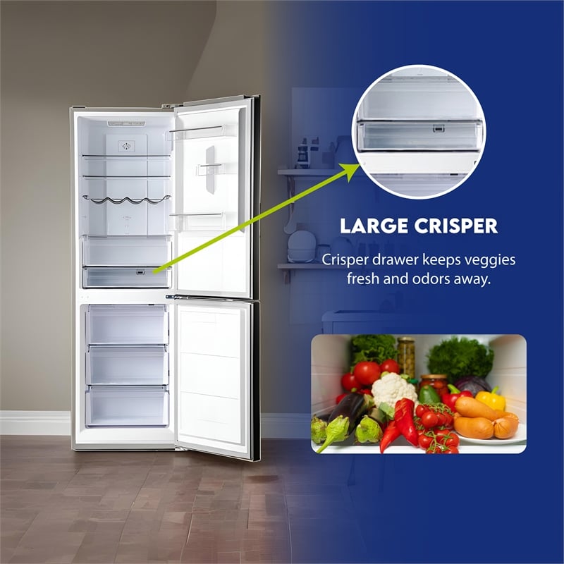 Conserv 11.5cf Tall Frost Free Ref-Freezer 24in Wine Rack E-Star 43dB Stainless