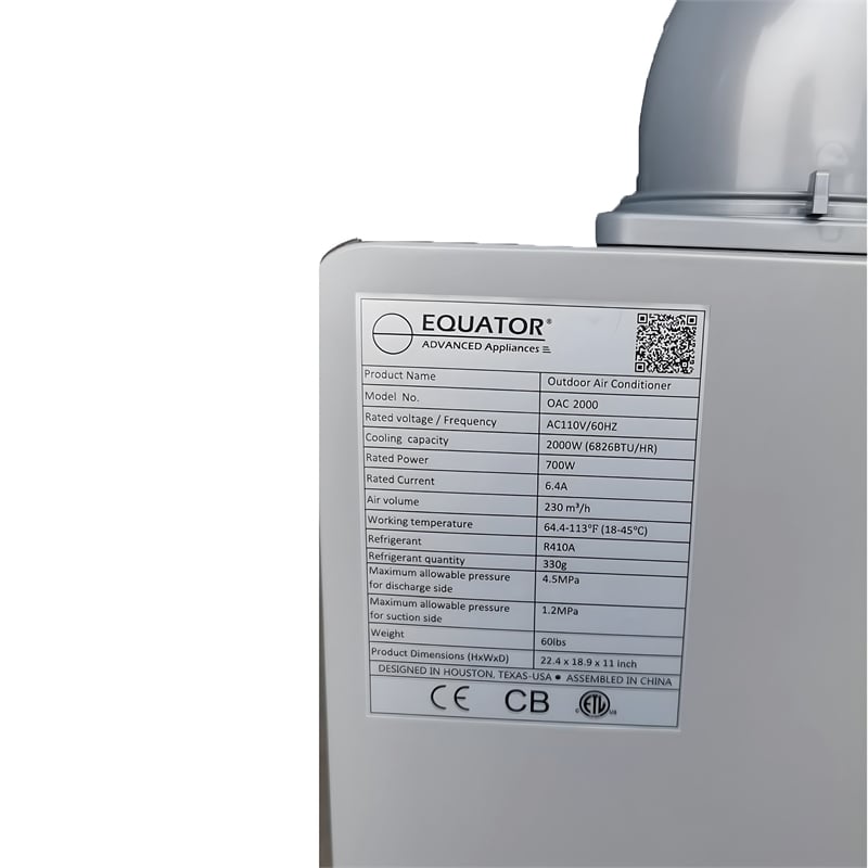 Equator 7000BTU Weatherized Outdoor Air Conditioner+Fan IP24 Casters 110V