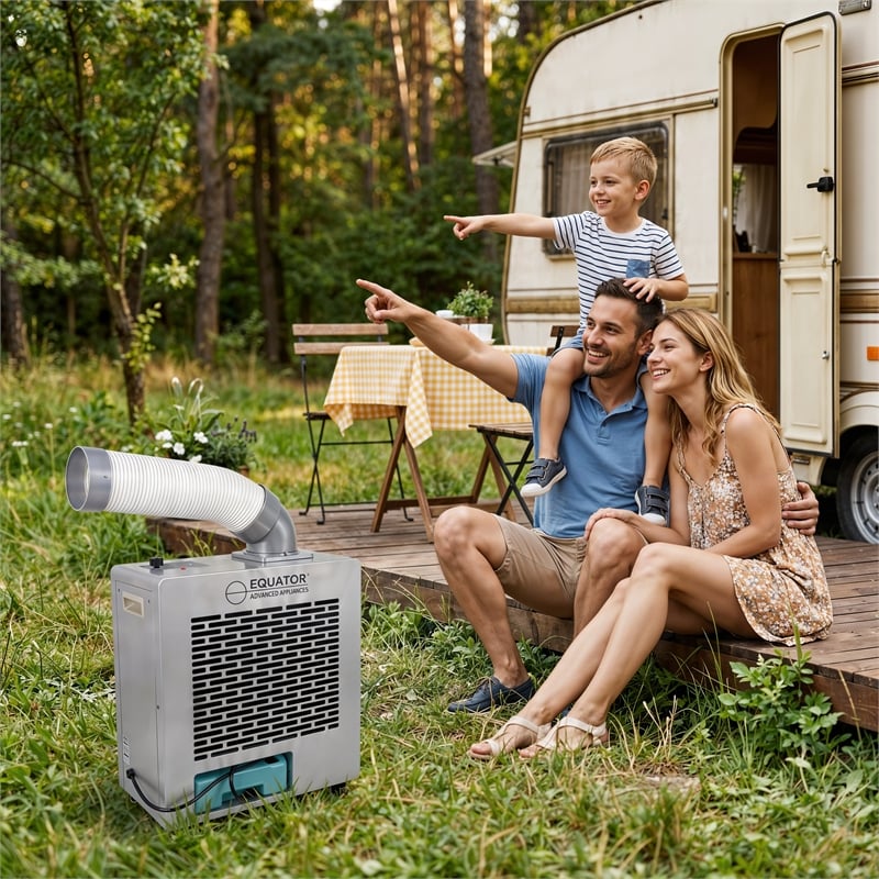 Equator 7000BTU Weatherized Outdoor Air Conditioner+Fan IP24 Casters 110V